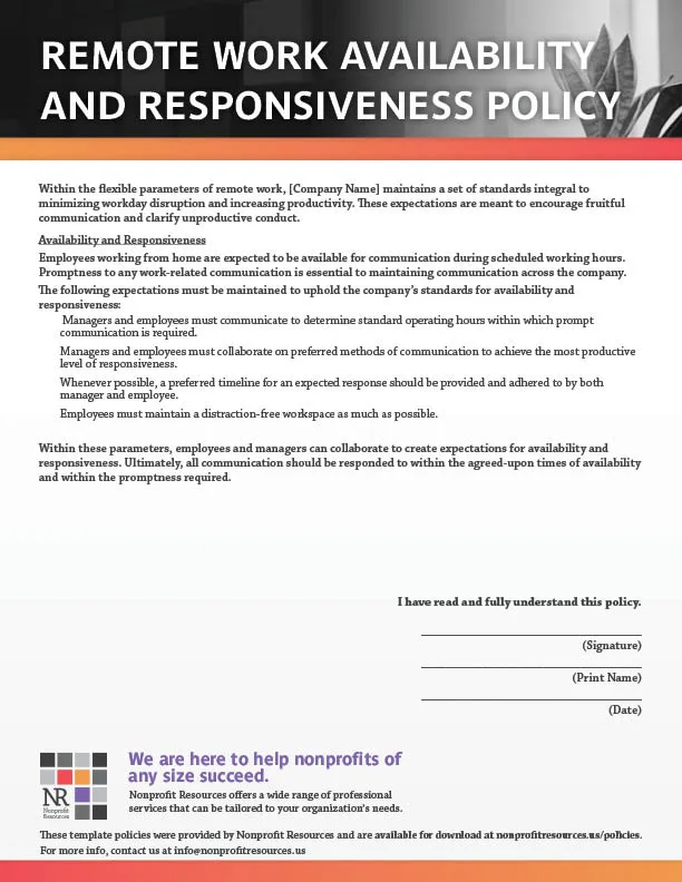 Remote Work Availability and Responsiveness Policy